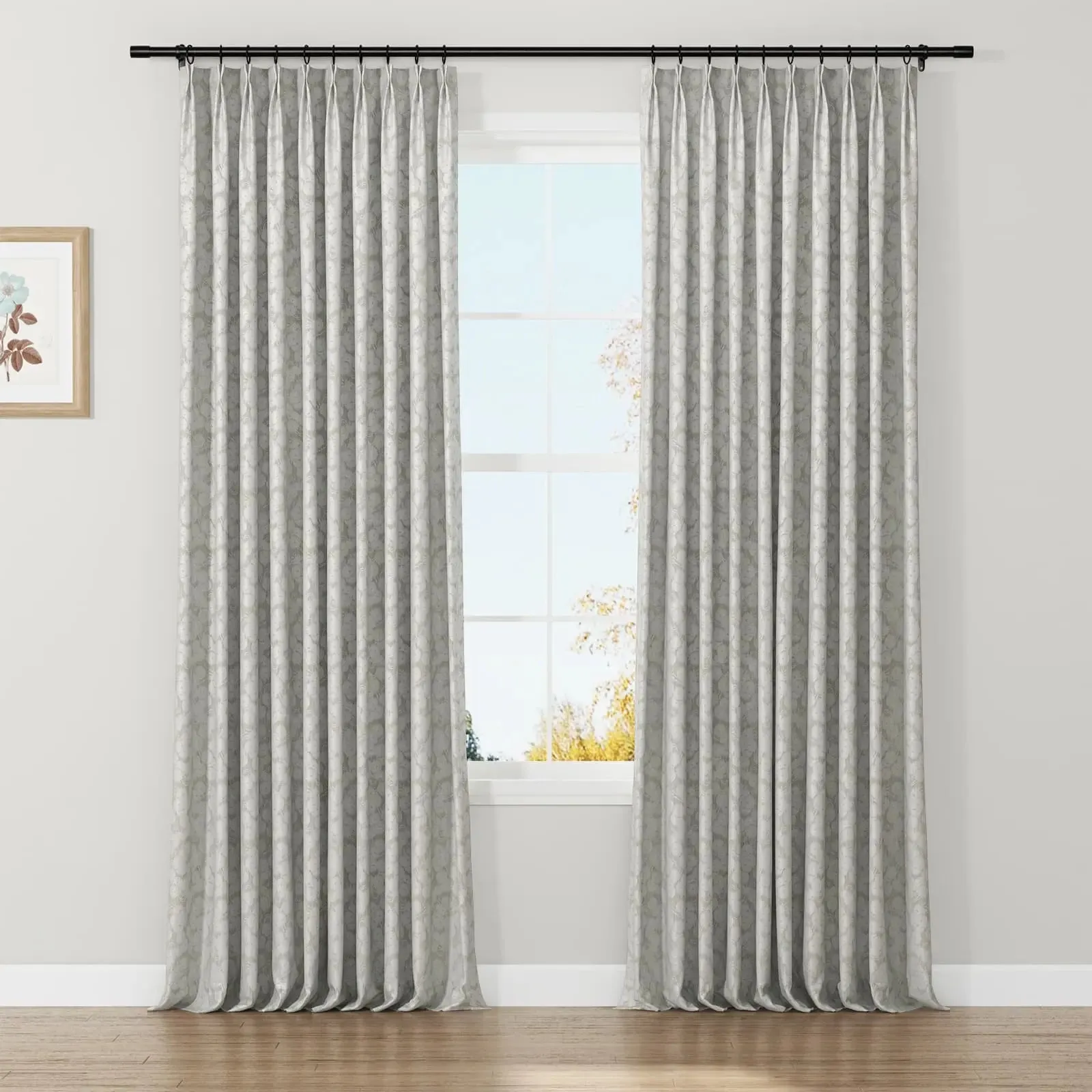 Lydia Daisy Jacquard Curtain Pleated