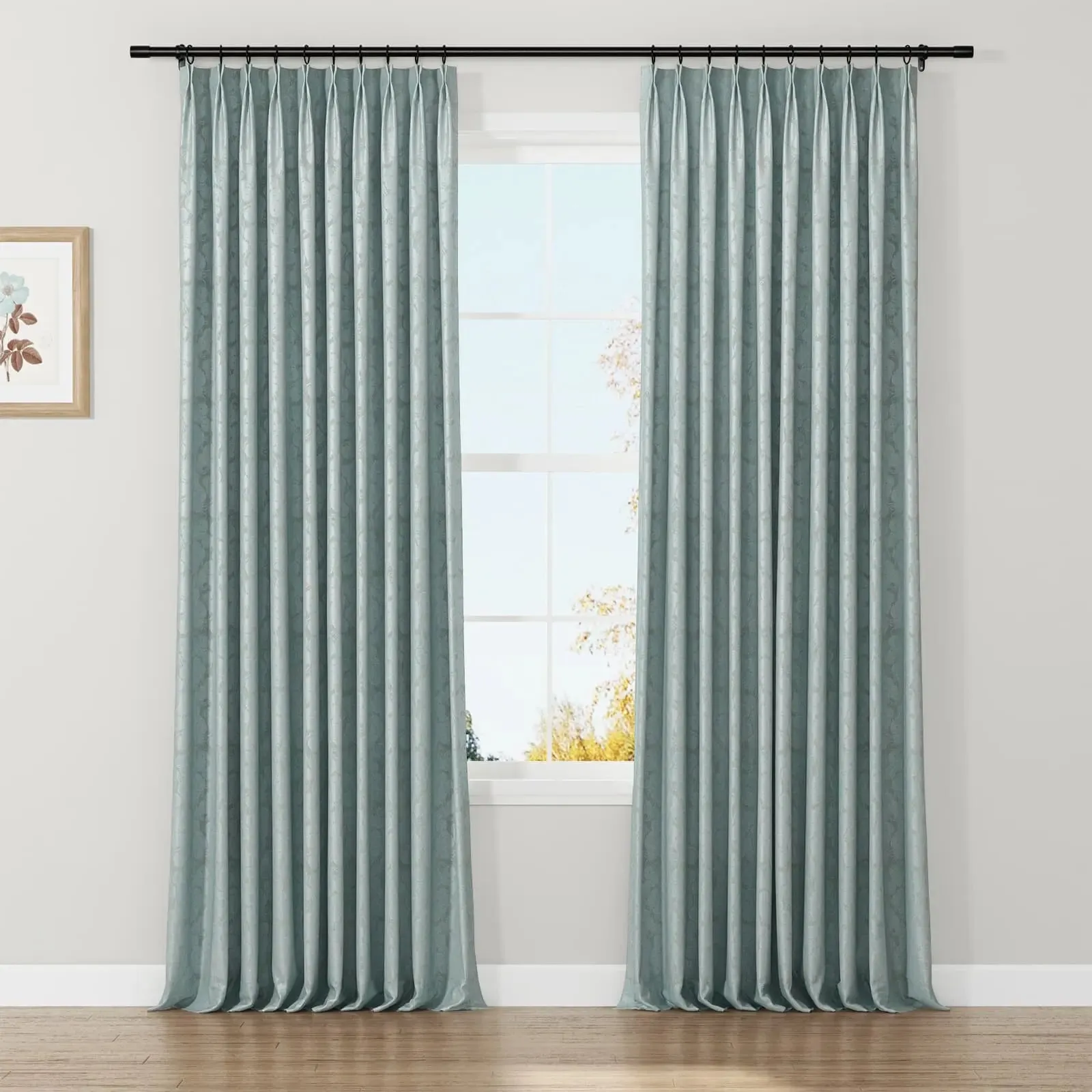 Lydia Daisy Jacquard Curtain Pleated