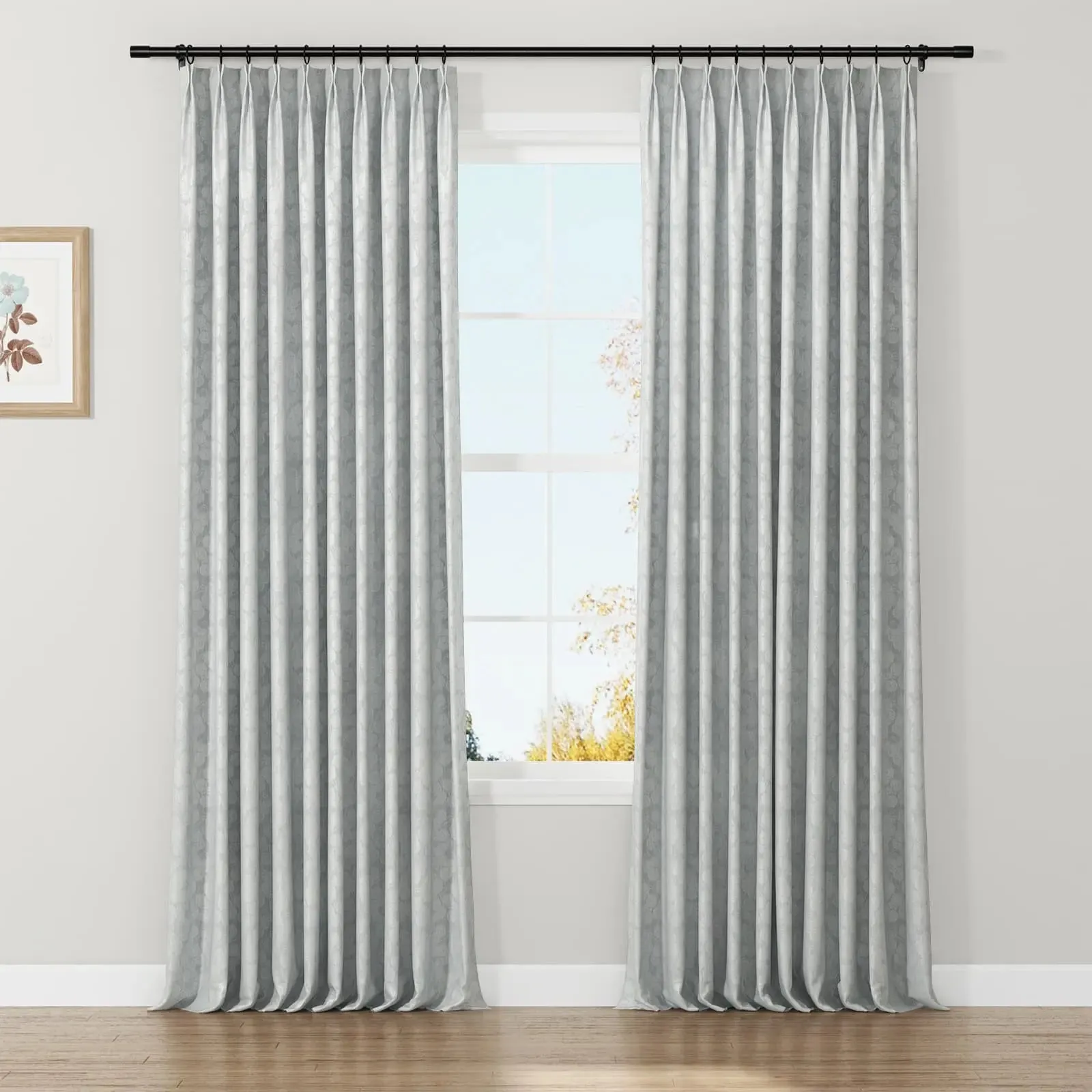 Lydia Daisy Jacquard Curtain Pleated