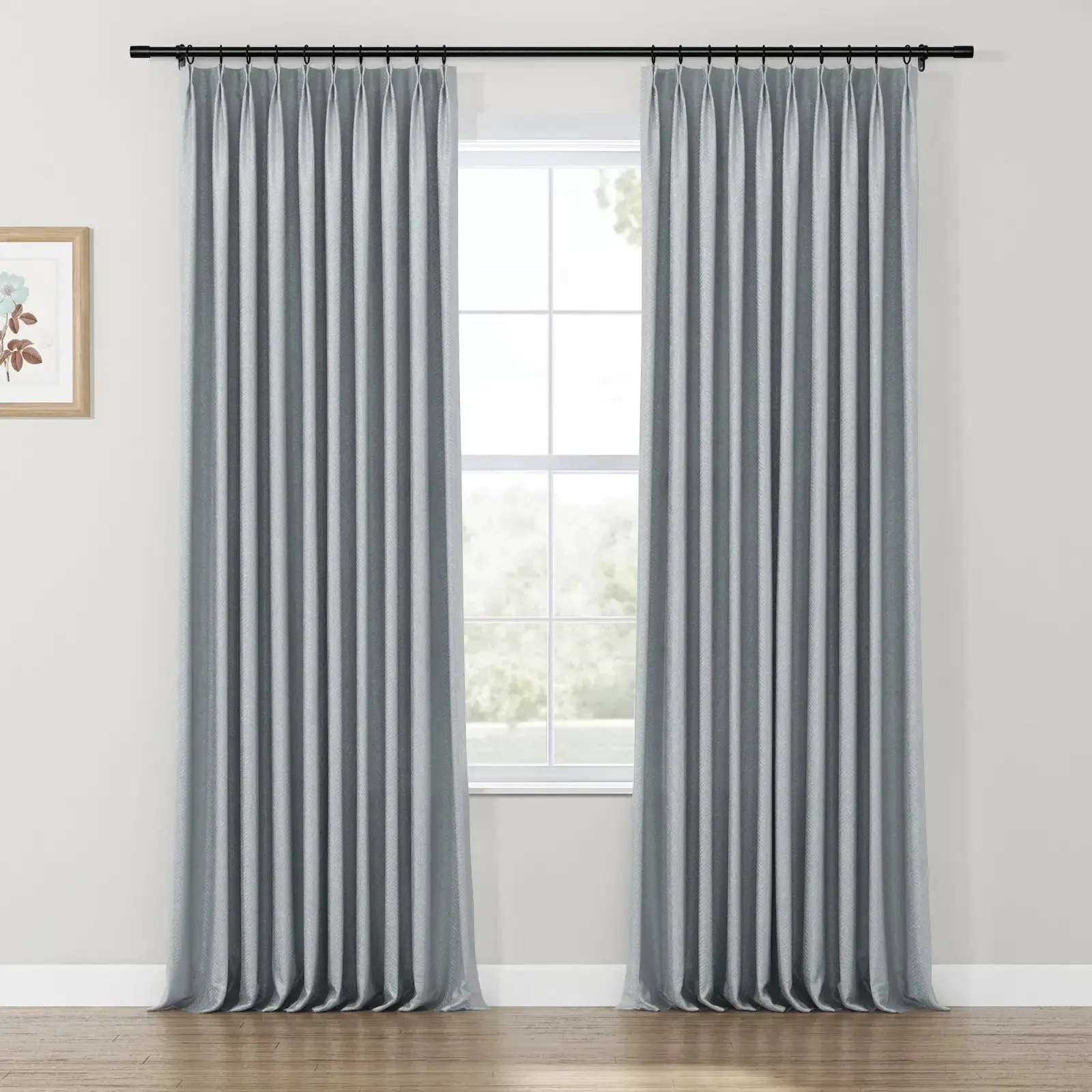 Lydia Herringbone Jacquard Curtain Pleated