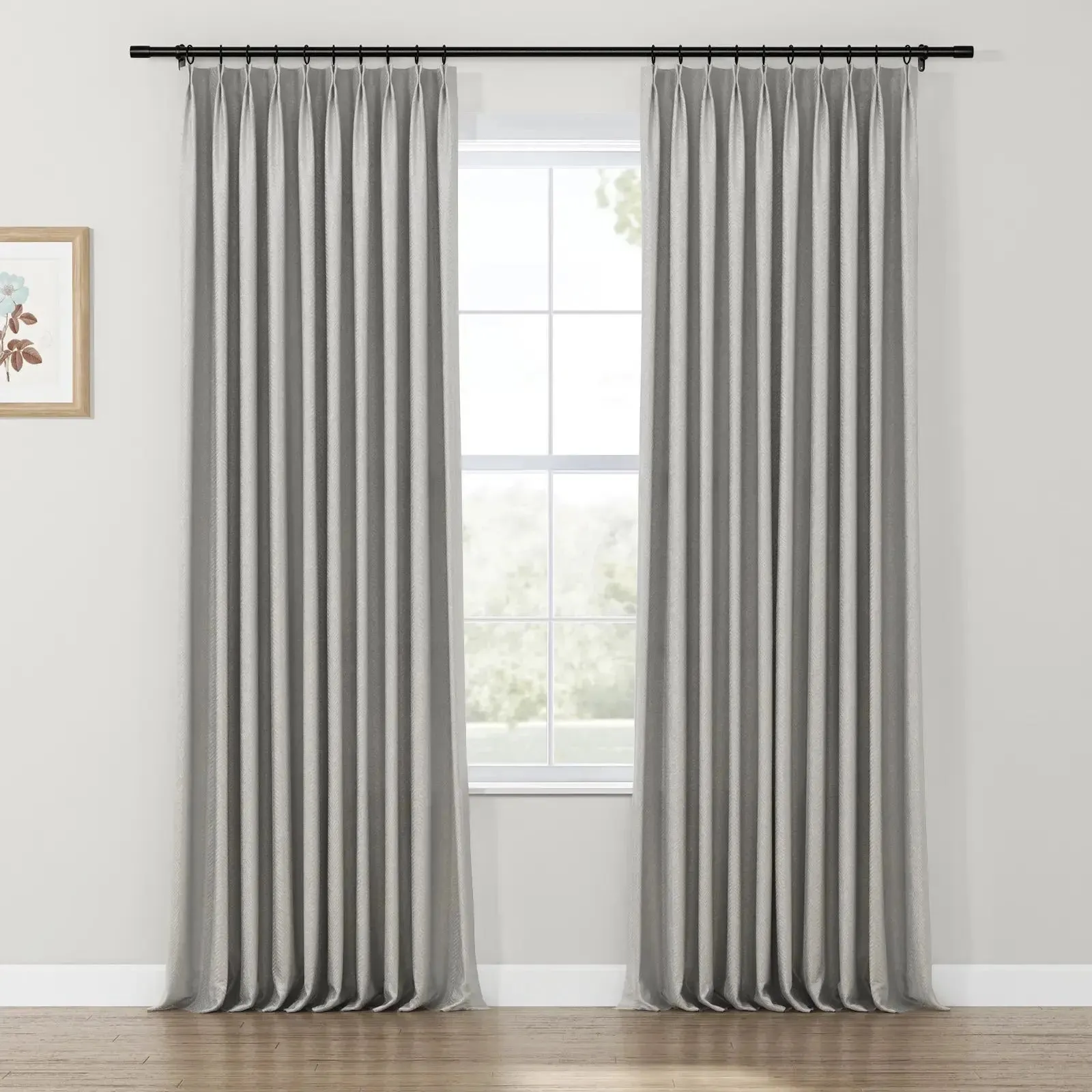 Lydia Herringbone Jacquard Curtain Pleated