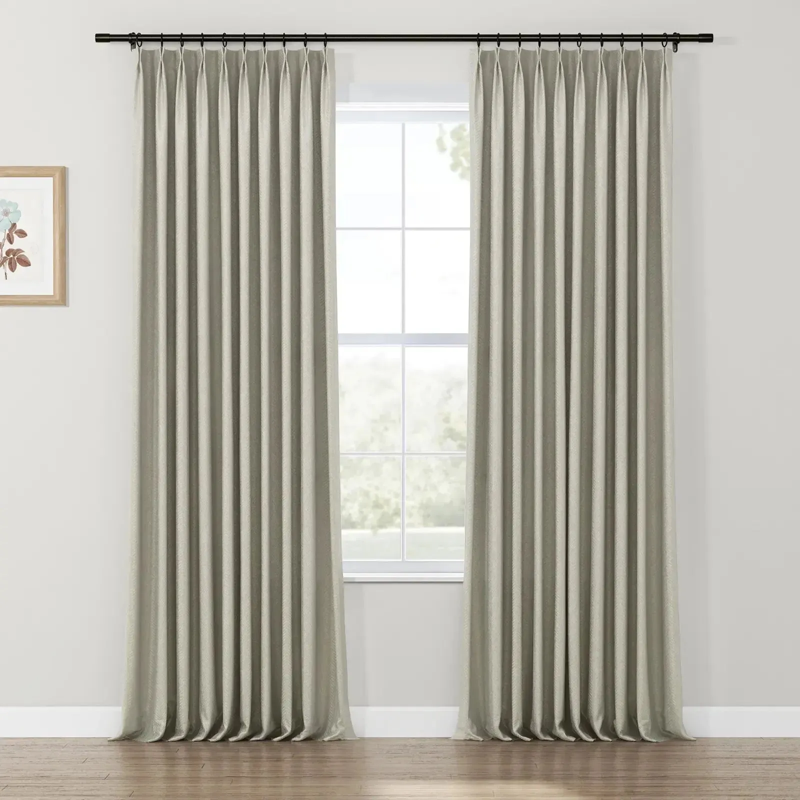 Lydia Herringbone Jacquard Curtain Pleated