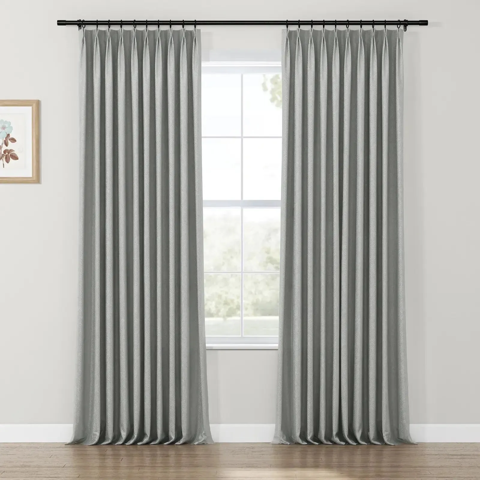 Lydia Herringbone Jacquard Curtain Pleated