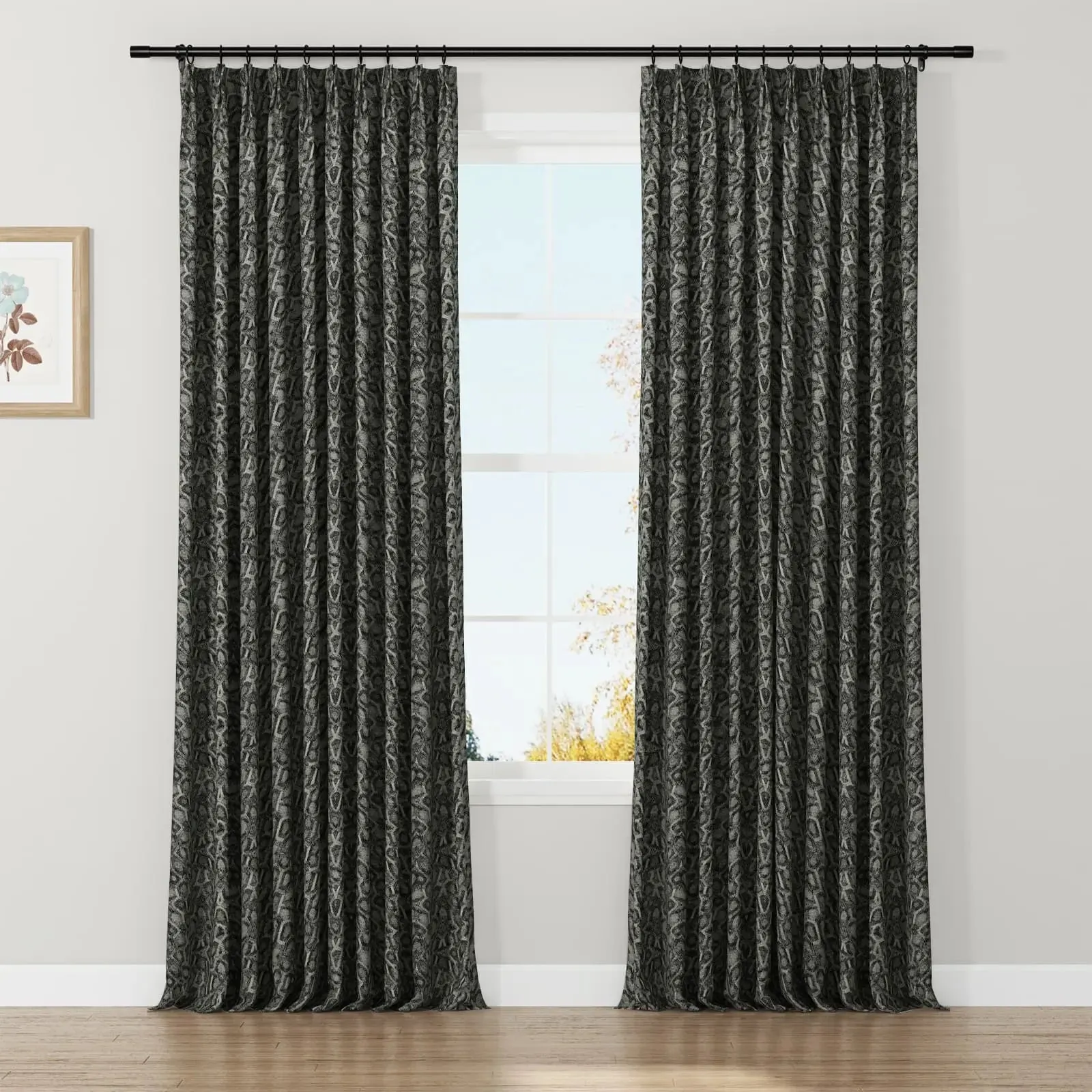 Lydia Polygon Jacquard Curtain Pleated