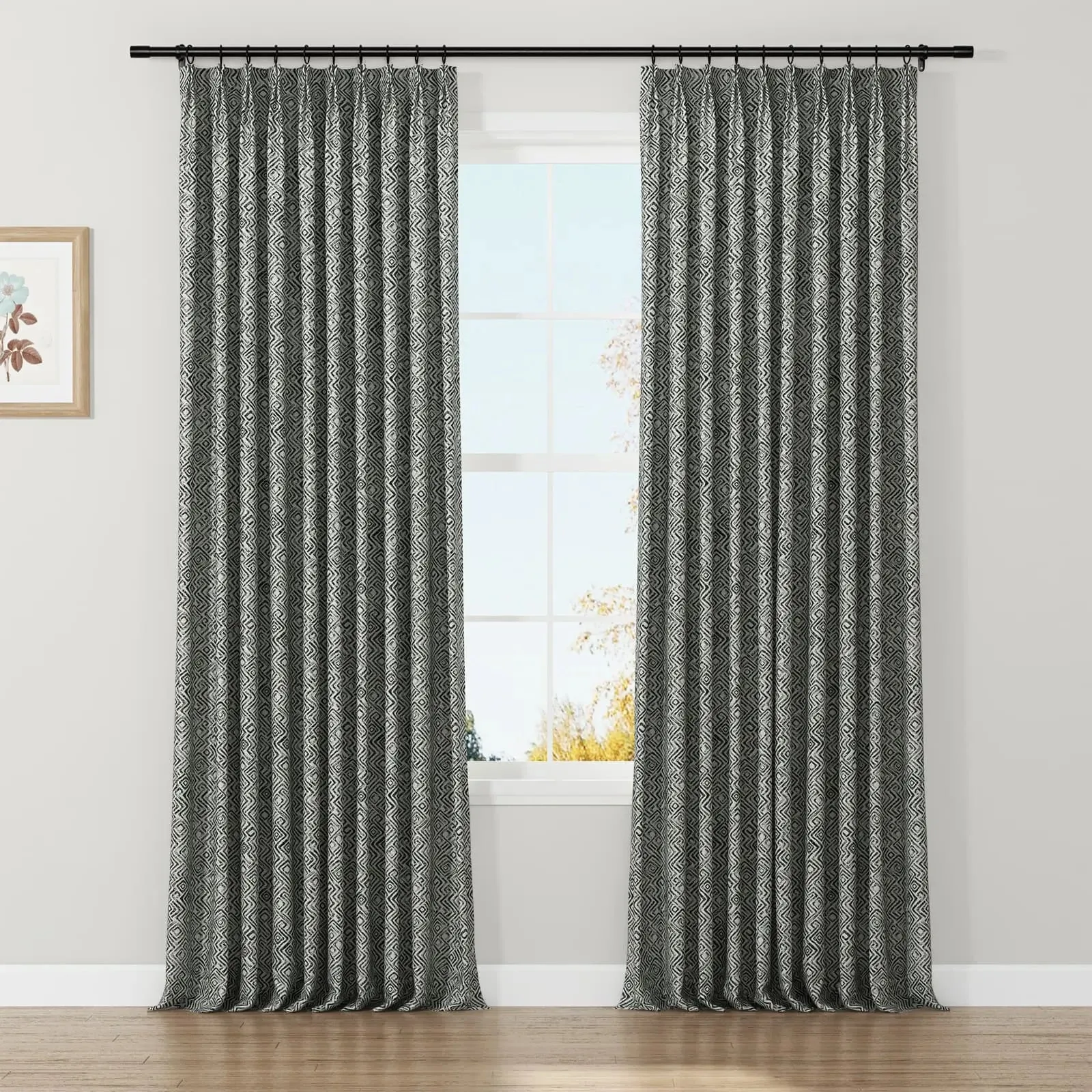 Lydia Scroll Jacquard Curtain Pleated