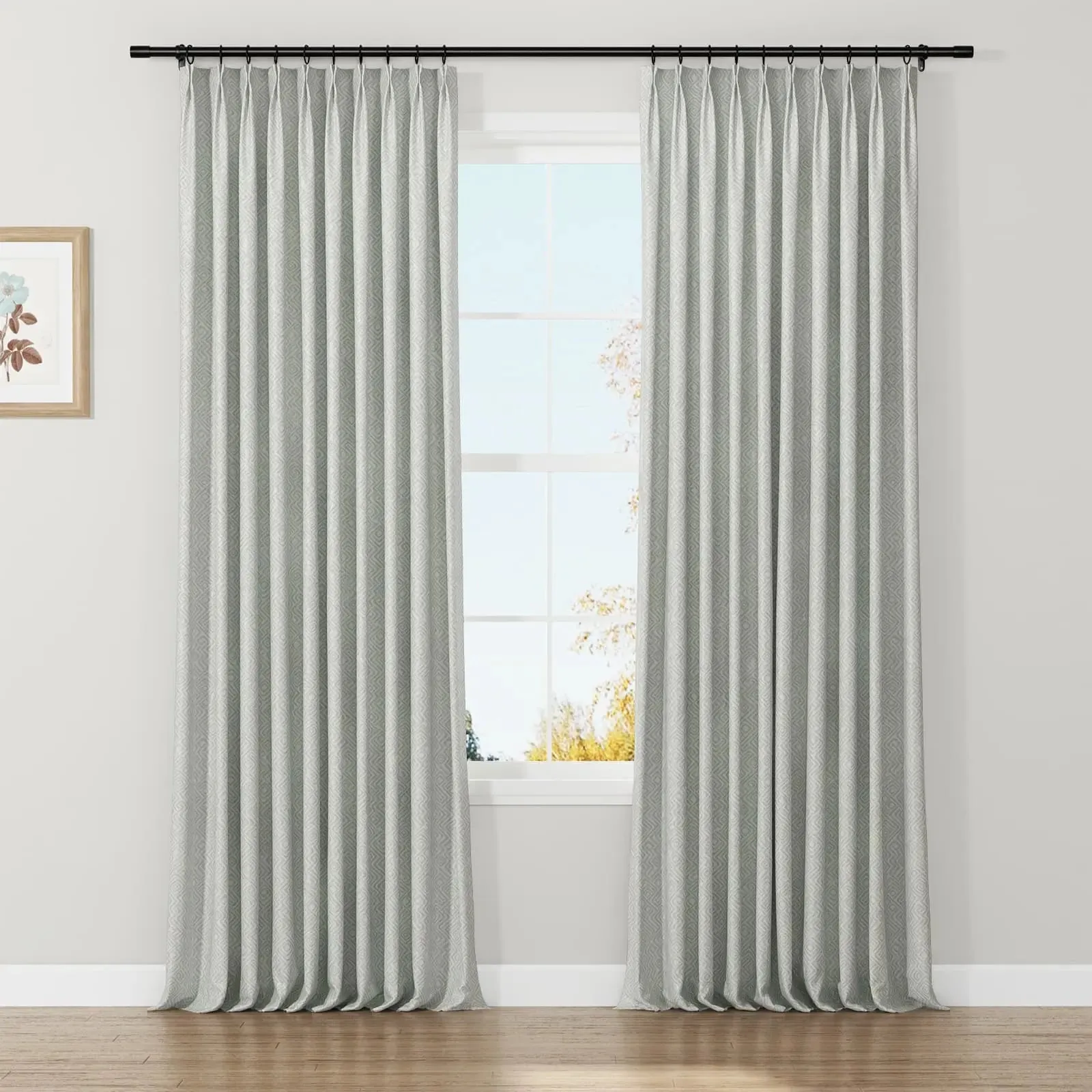 Lydia Scroll Jacquard Curtain Pleated