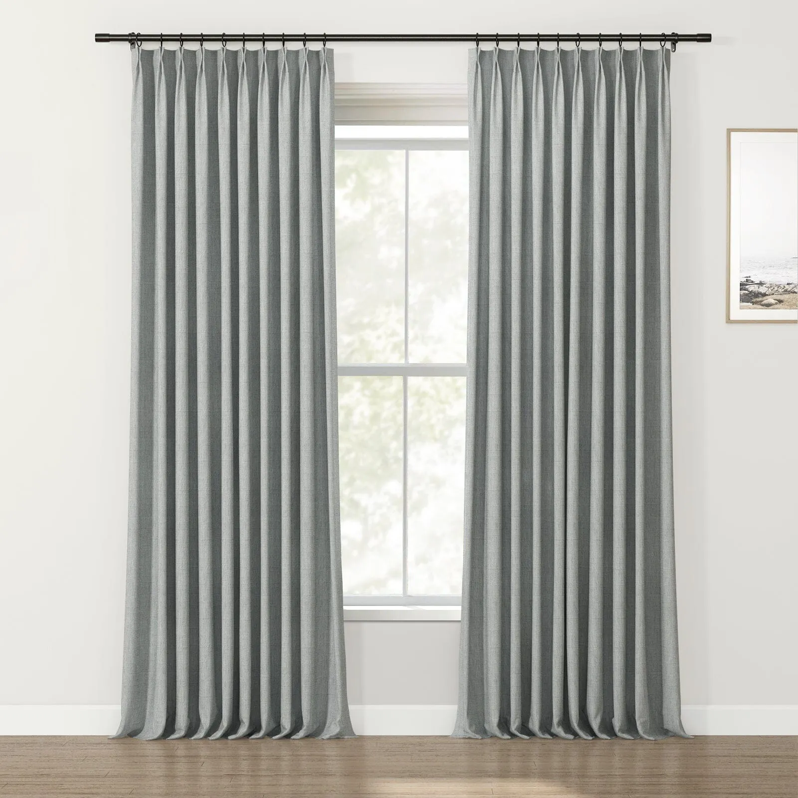 Lydia Solid Jacquard Curtain Pleated