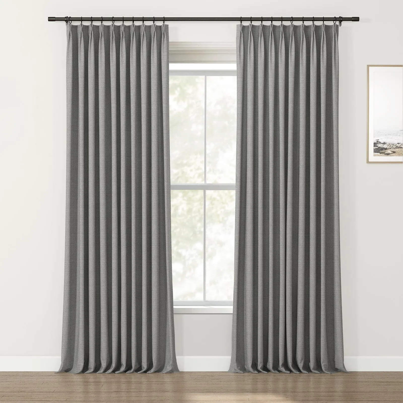 Lydia Solid Jacquard Curtain Pleated
