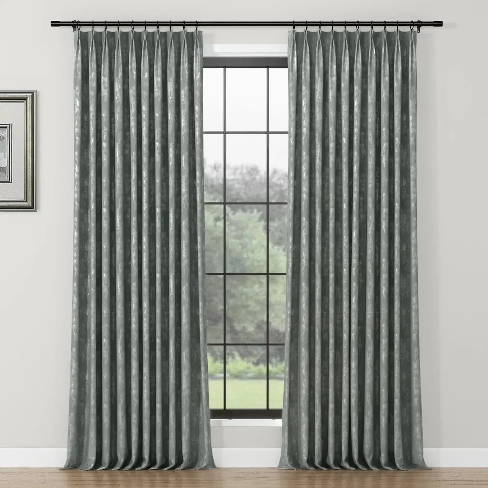Lydia Wetland Jacquard Curtain Pleated