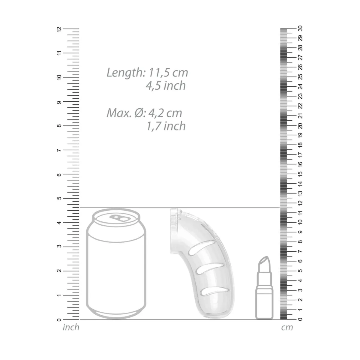Man Cage Chastity Cock Cage With Plug Model 11 Clear 4.5 Inch / 11.5cm