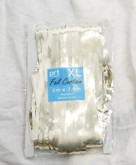 Metallic White Gold Foil Curtain