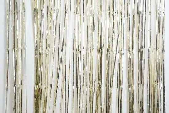 Metallic White Gold Foil Curtain