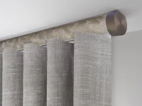 Motorised ceiling fix curtain pole set in 50mm dia. antique gold wrap with end cap finials
