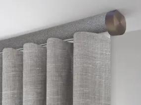 Motorised ceiling fix curtain pole set in 50mm dia. dusk wrap with end cap finials
