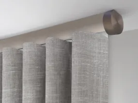 Motorised ceiling fix curtain pole set in 50mm dia. fawn wrap with end cap finials