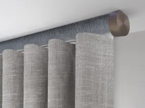 Motorised ceiling fix curtain pole set in 50mm dia. flint wrap with end cap finials