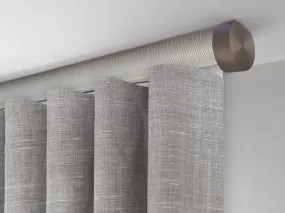 Motorised ceiling fix curtain pole set in 50mm dia. marcasite wrap with end cap finials