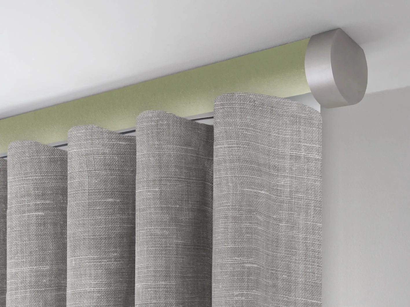 Motorised ceiling fix curtain pole set in 50mm dia. new acorn wrap with end cap finials