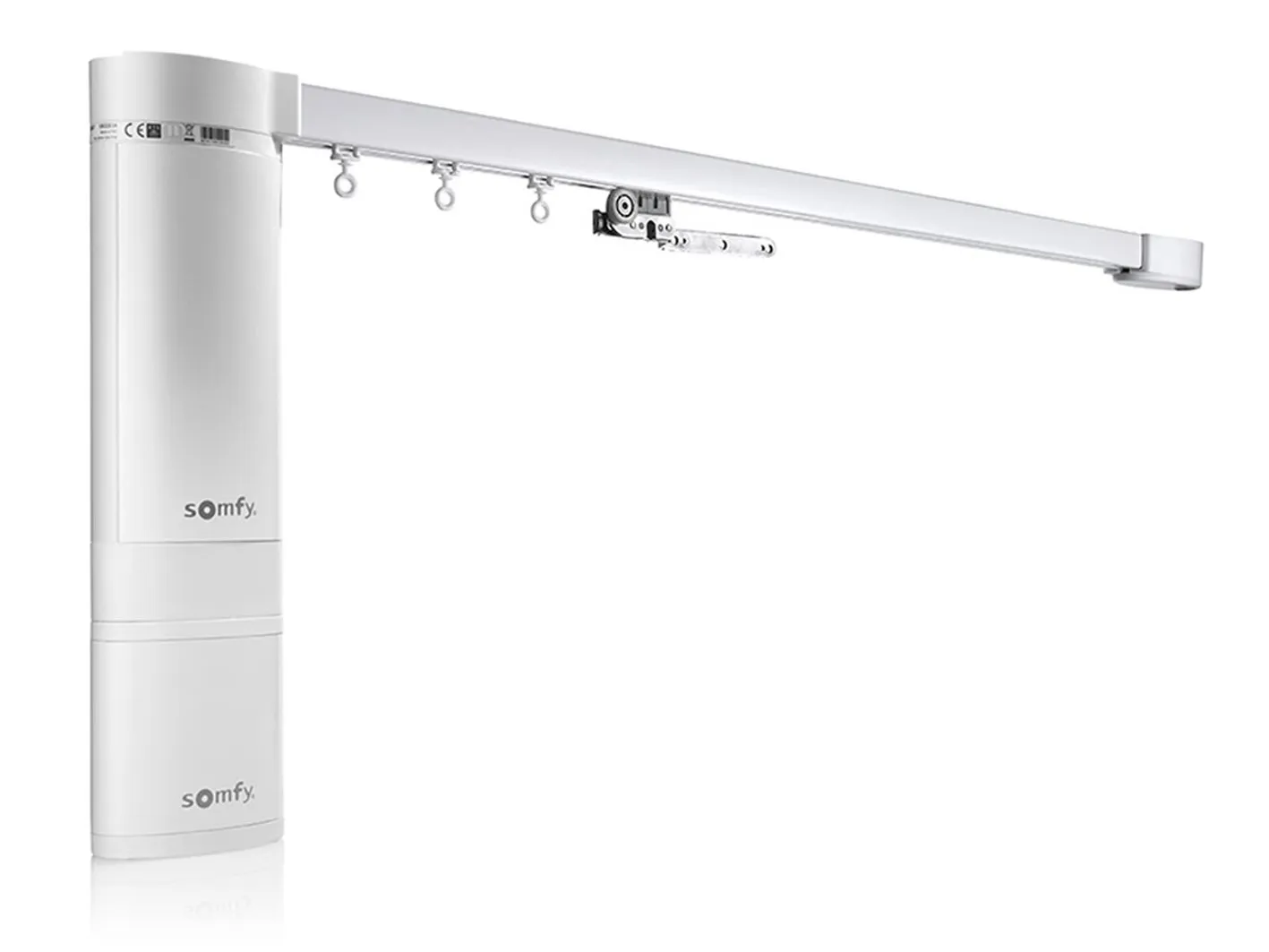 Motorised ceiling fix curtain pole set in 50mm dia. ostrich wrap with end cap finials