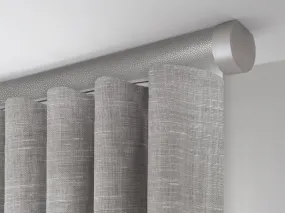 Motorised ceiling fix curtain pole set in 50mm dia. pebble wrap with end cap finials