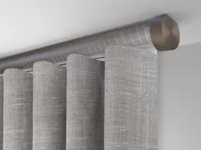 Motorised ceiling fix curtain pole set in 50mm dia. rose pewter wrap with end cap finials