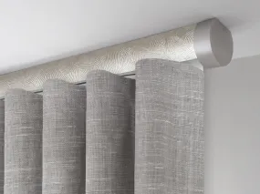 Motorised ceiling fix curtain pole set in 50mm dia. sandstone wrap with end cap finials