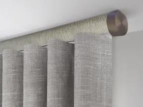 Motorised ceiling fix curtain pole set in 50mm dia. shale wrap with end cap finials