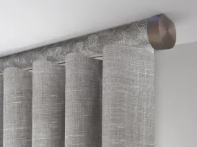 Motorised ceiling fix curtain pole set in 50mm dia. storm wrap with end cap finials