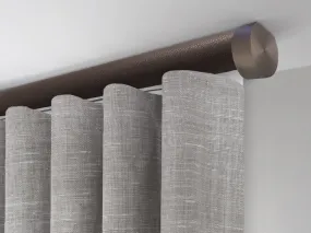 Motorised ceiling fix curtain pole set in 50mm dia. tennessee wrap with end cap finials