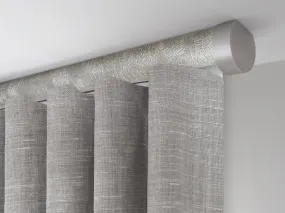Motorised ceiling fix curtain pole set in 50mm dia. warm silver wrap with end cap finials