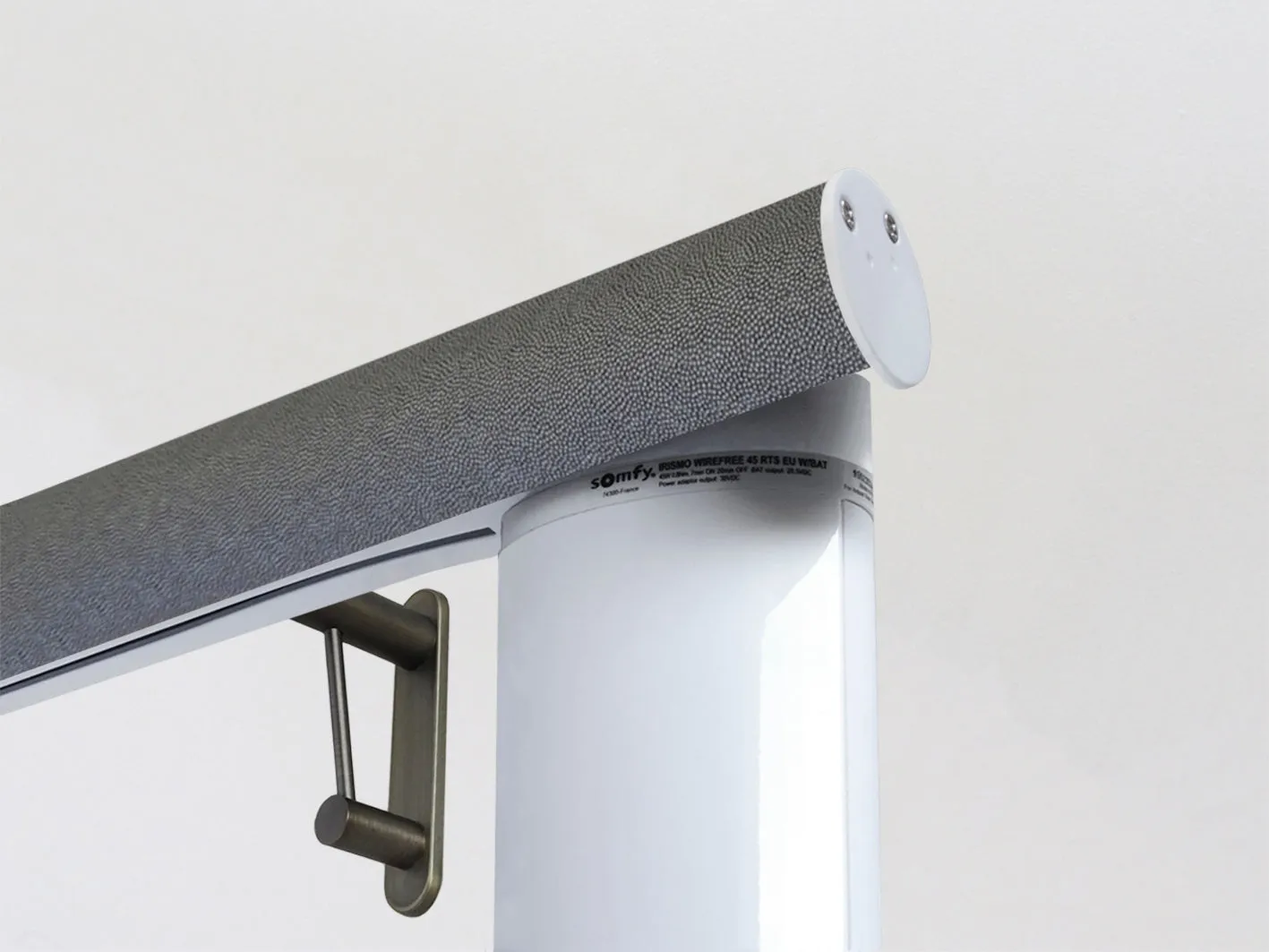 Motorised curtain pole in 50mm dia. black pepper wrap