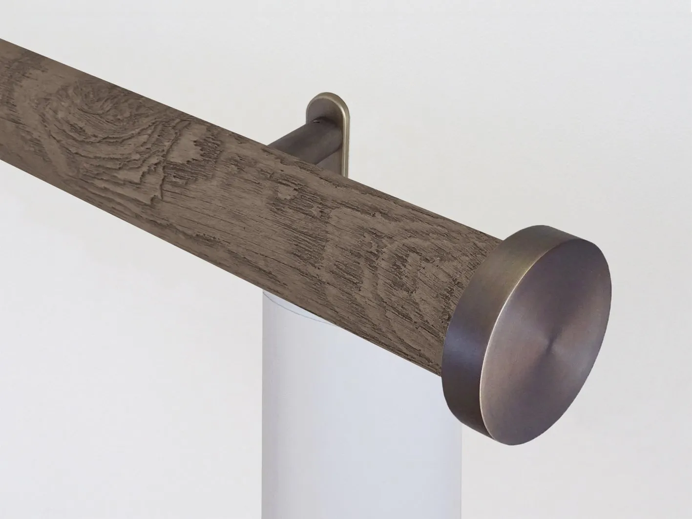 Motorised curtain pole in 50mm dia. brazil nut wrap