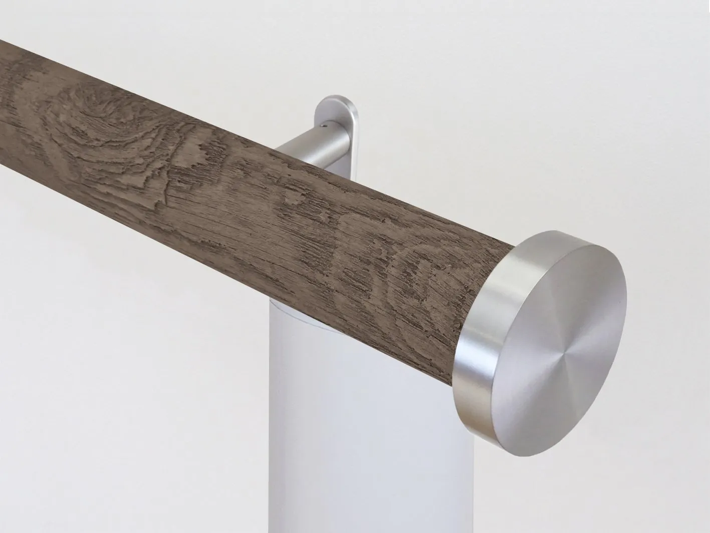 Motorised curtain pole in 50mm dia. brazil nut wrap