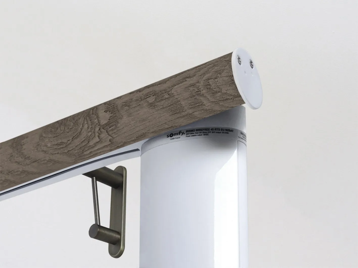 Motorised curtain pole in 50mm dia. brazil nut wrap