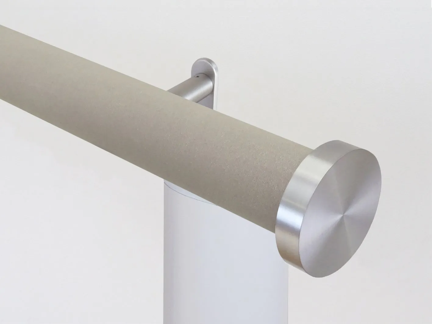 Motorised curtain pole in 50mm dia. fawn wrap