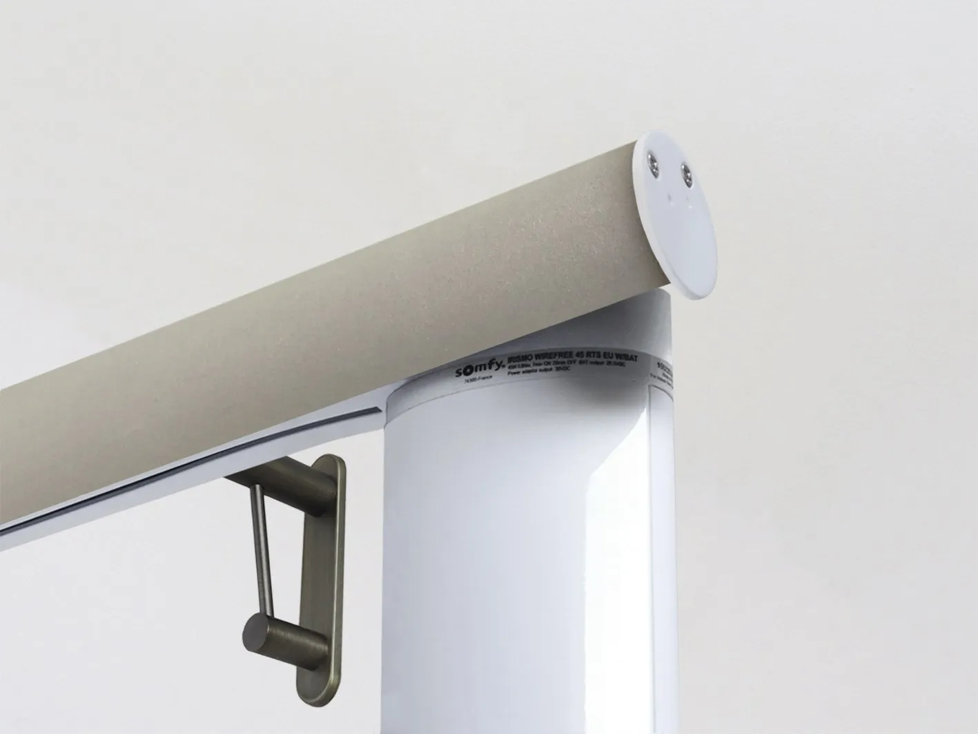 Motorised curtain pole in 50mm dia. fawn wrap