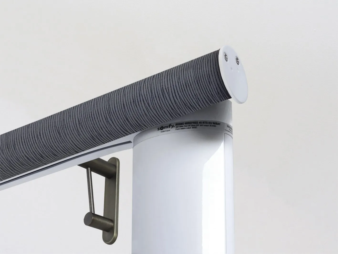 Motorised curtain pole in 50mm dia. flint wrap