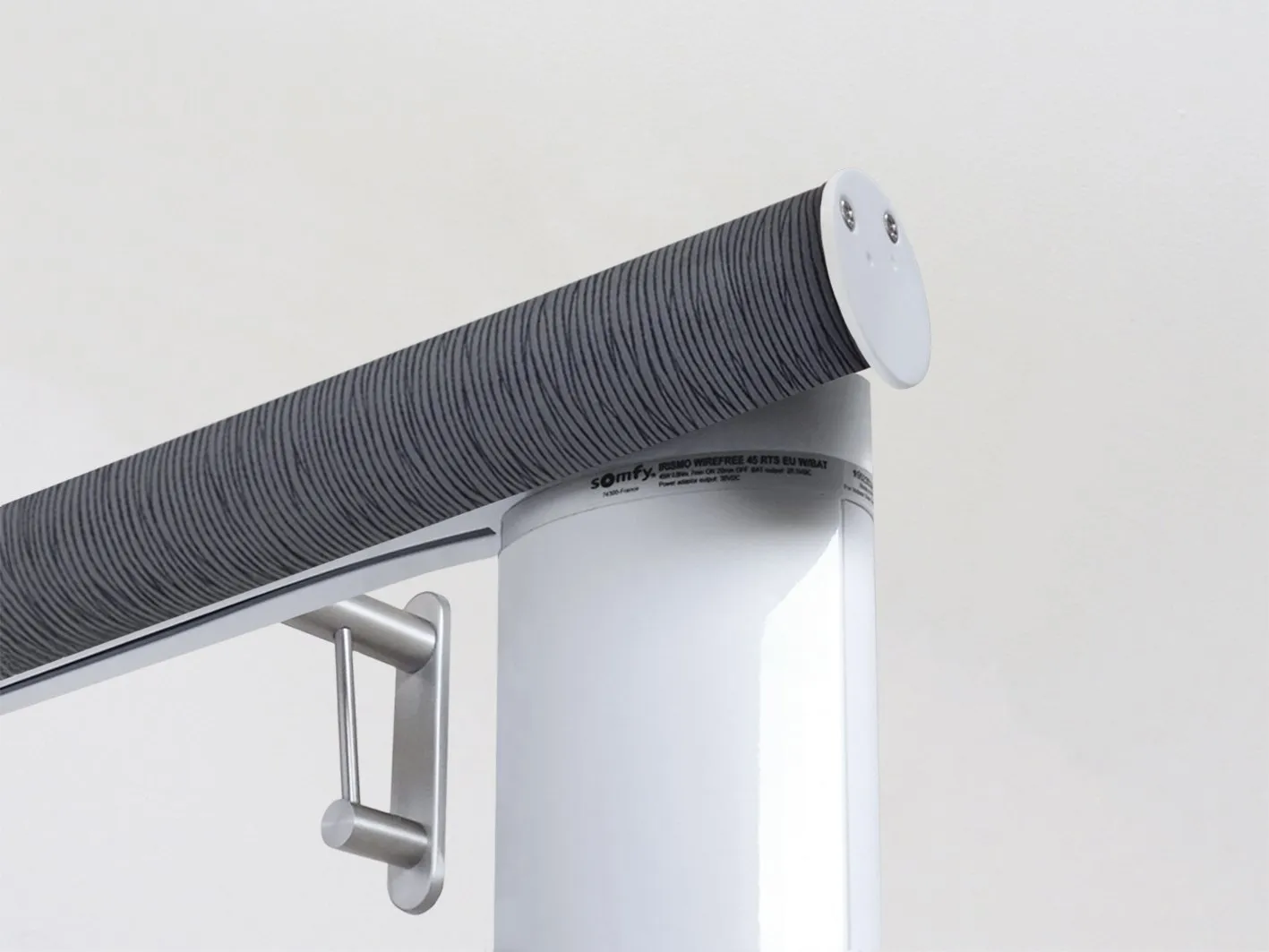 Motorised curtain pole in 50mm dia. flint wrap