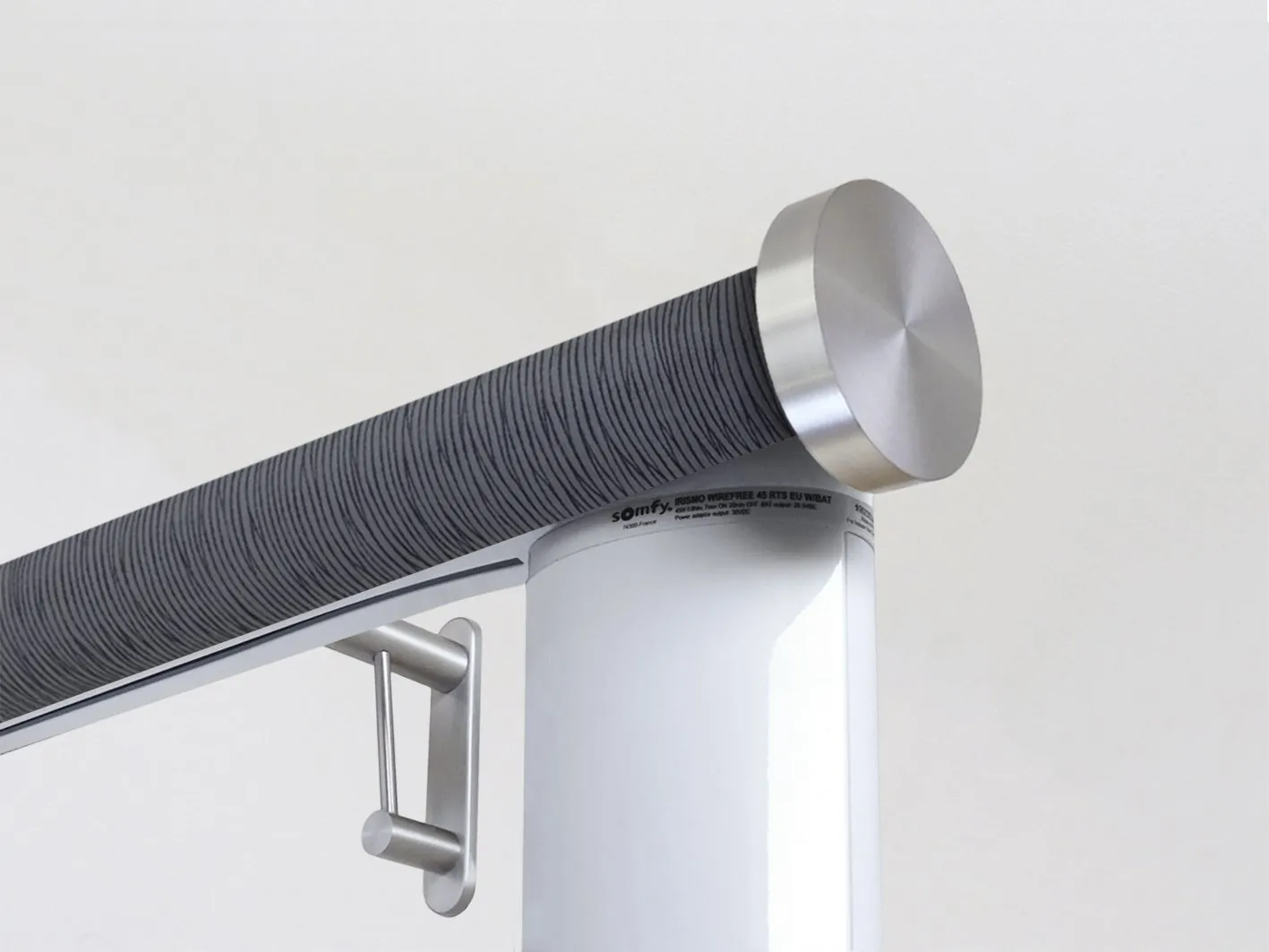 Motorised curtain pole in 50mm dia. flint wrap