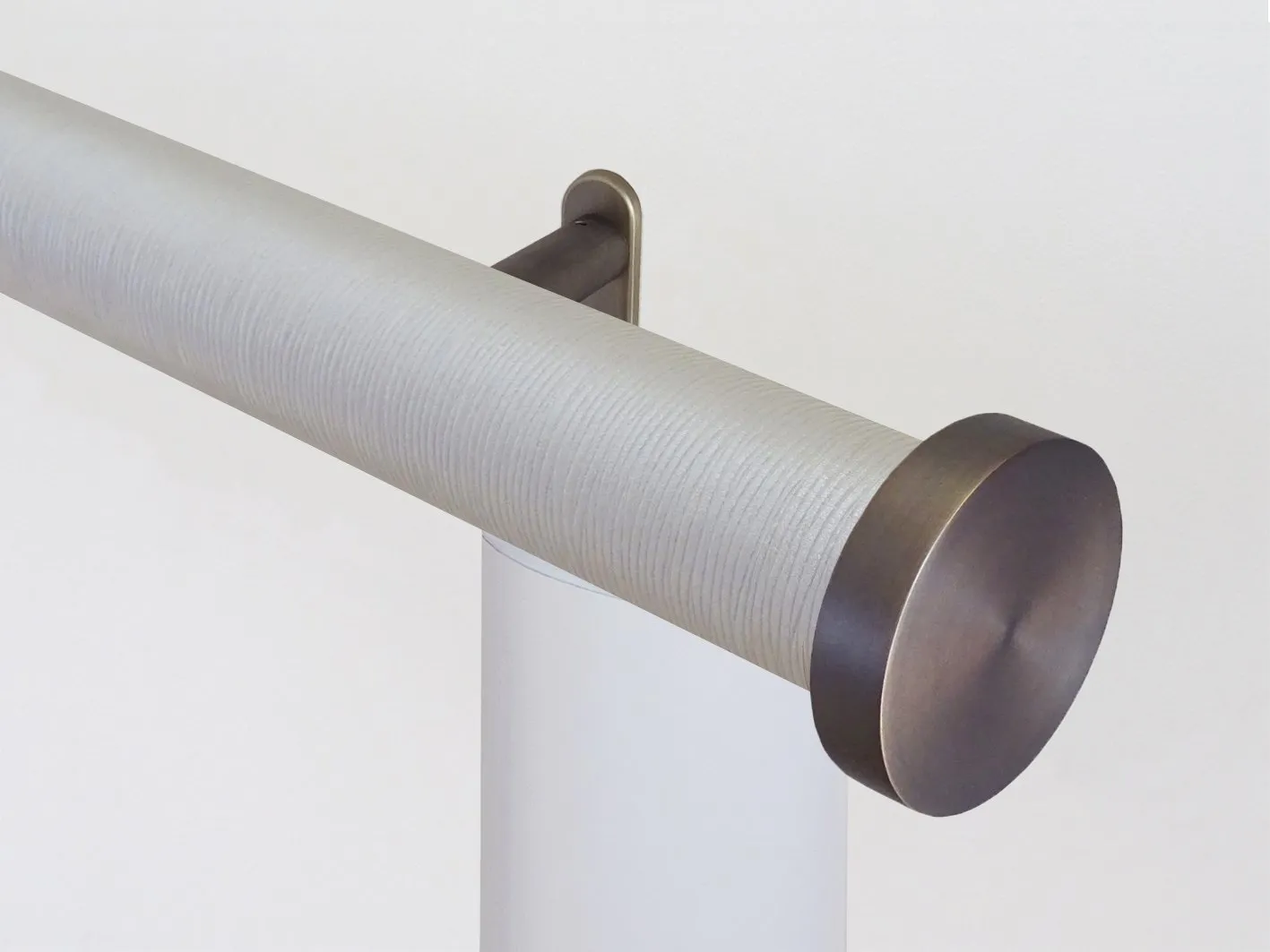 Motorised curtain pole in 50mm dia. marcasite wrap