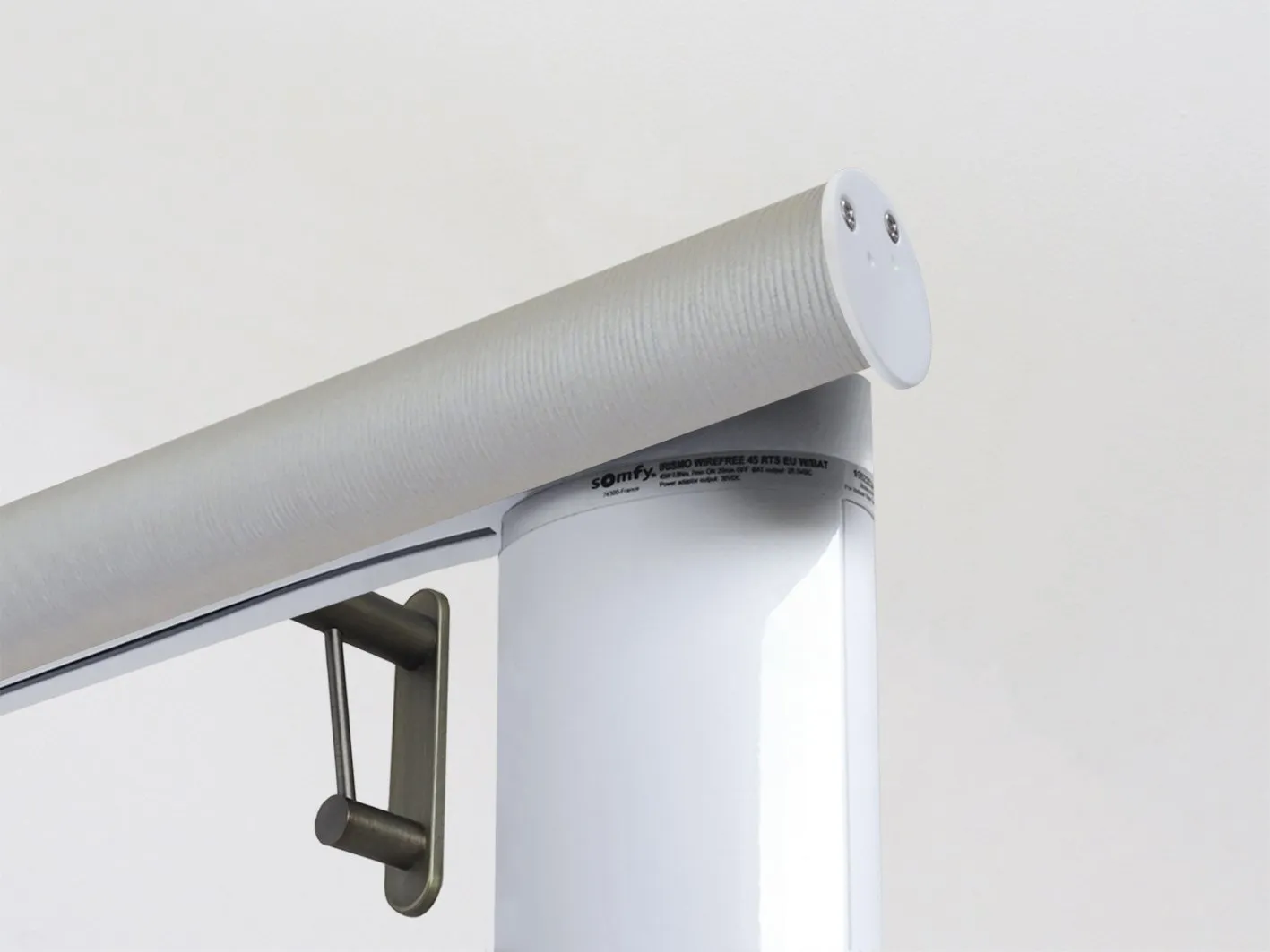Motorised curtain pole in 50mm dia. marcasite wrap