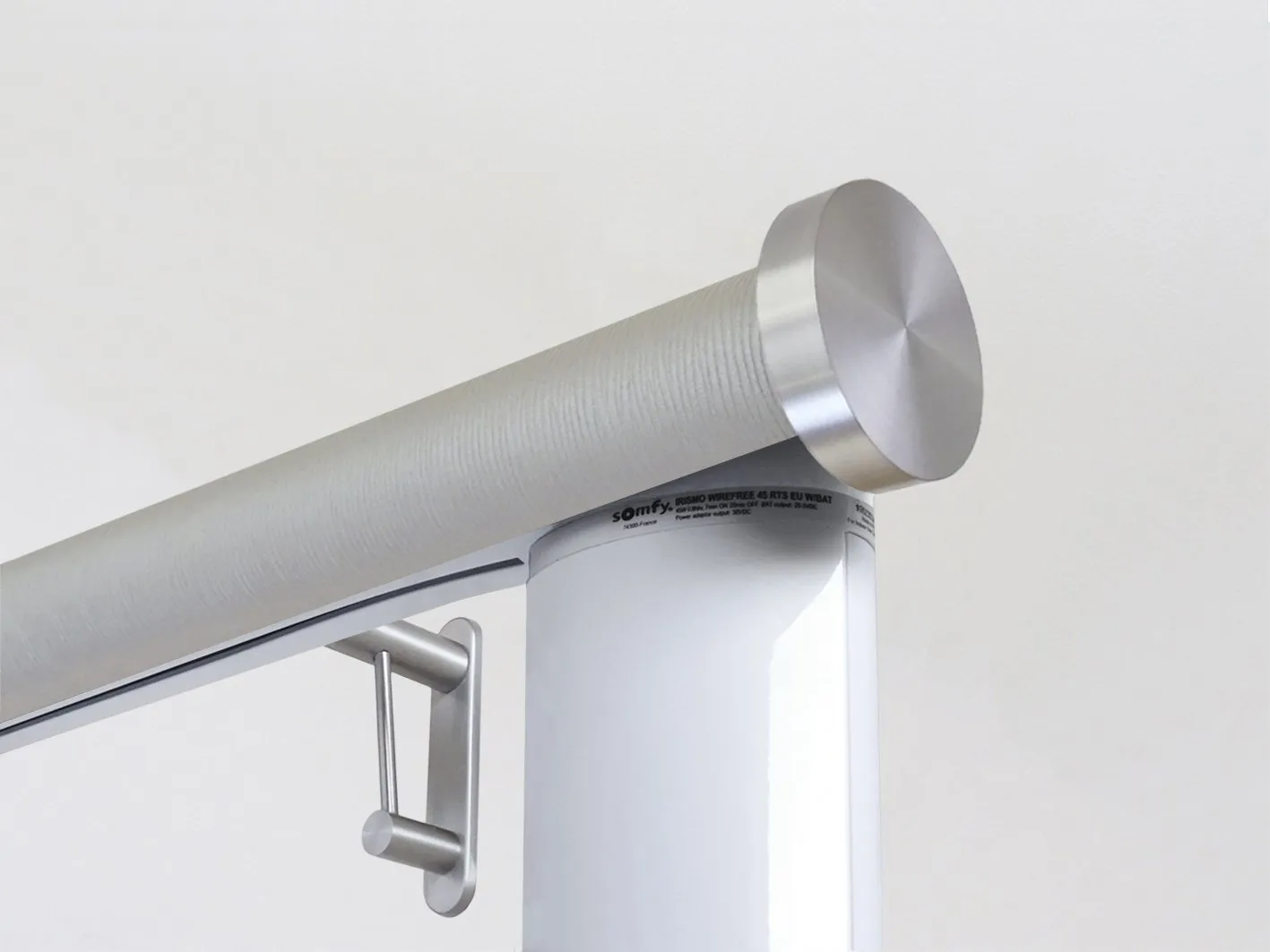 Motorised curtain pole in 50mm dia. marcasite wrap