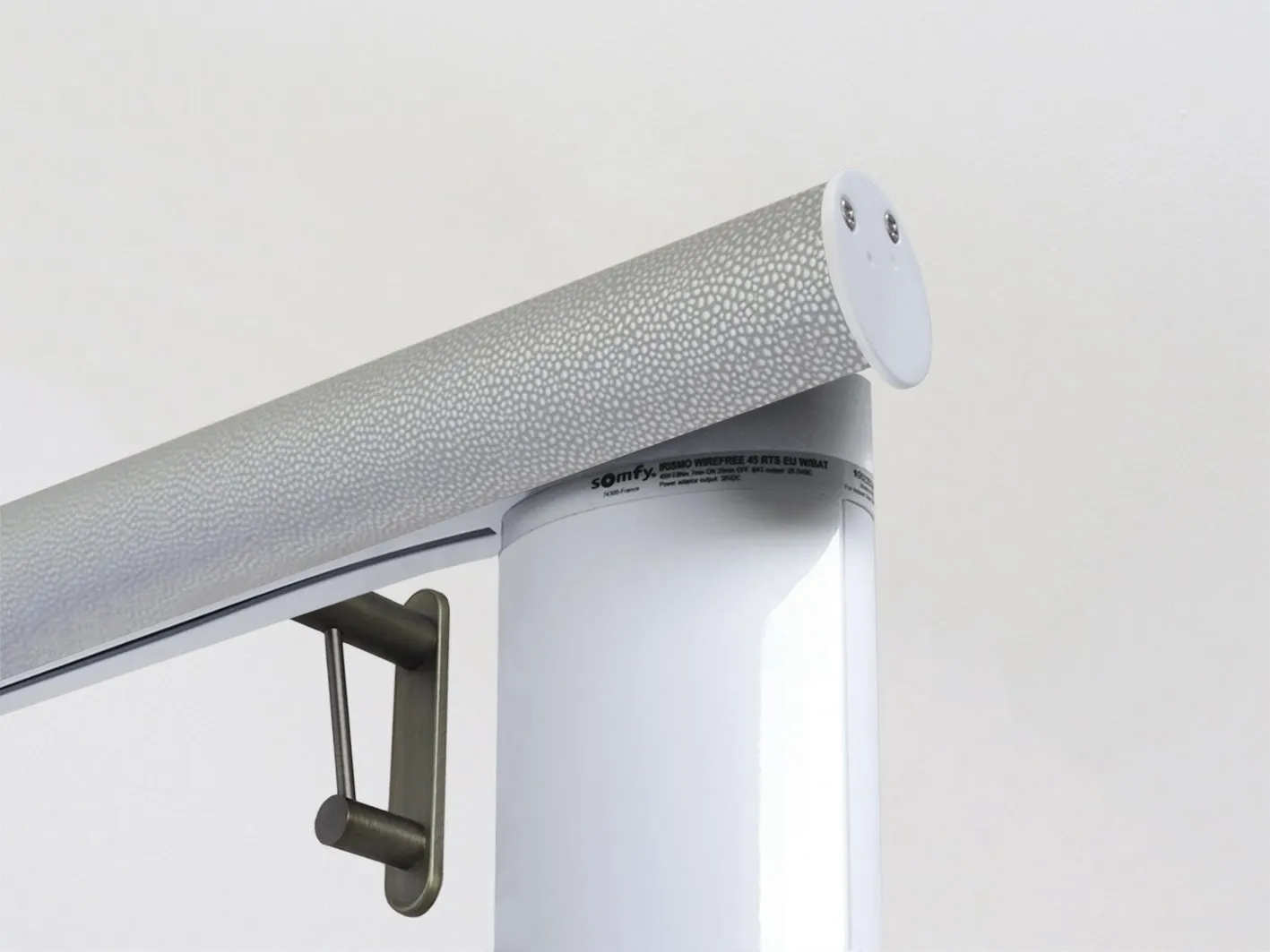 Motorised curtain pole in 50mm dia. pebble wrap