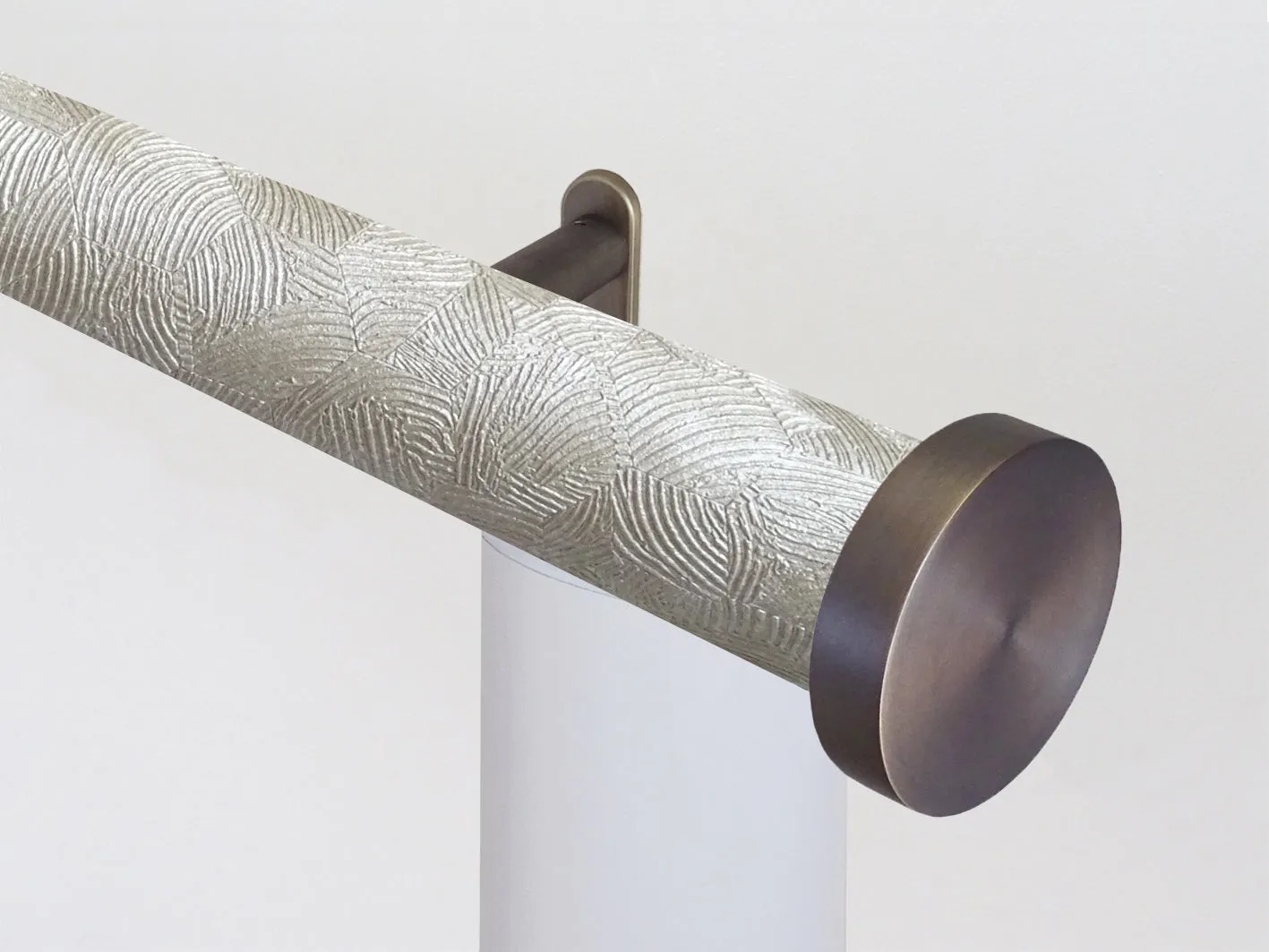 Motorised curtain pole in 50mm dia. sandstone wrap