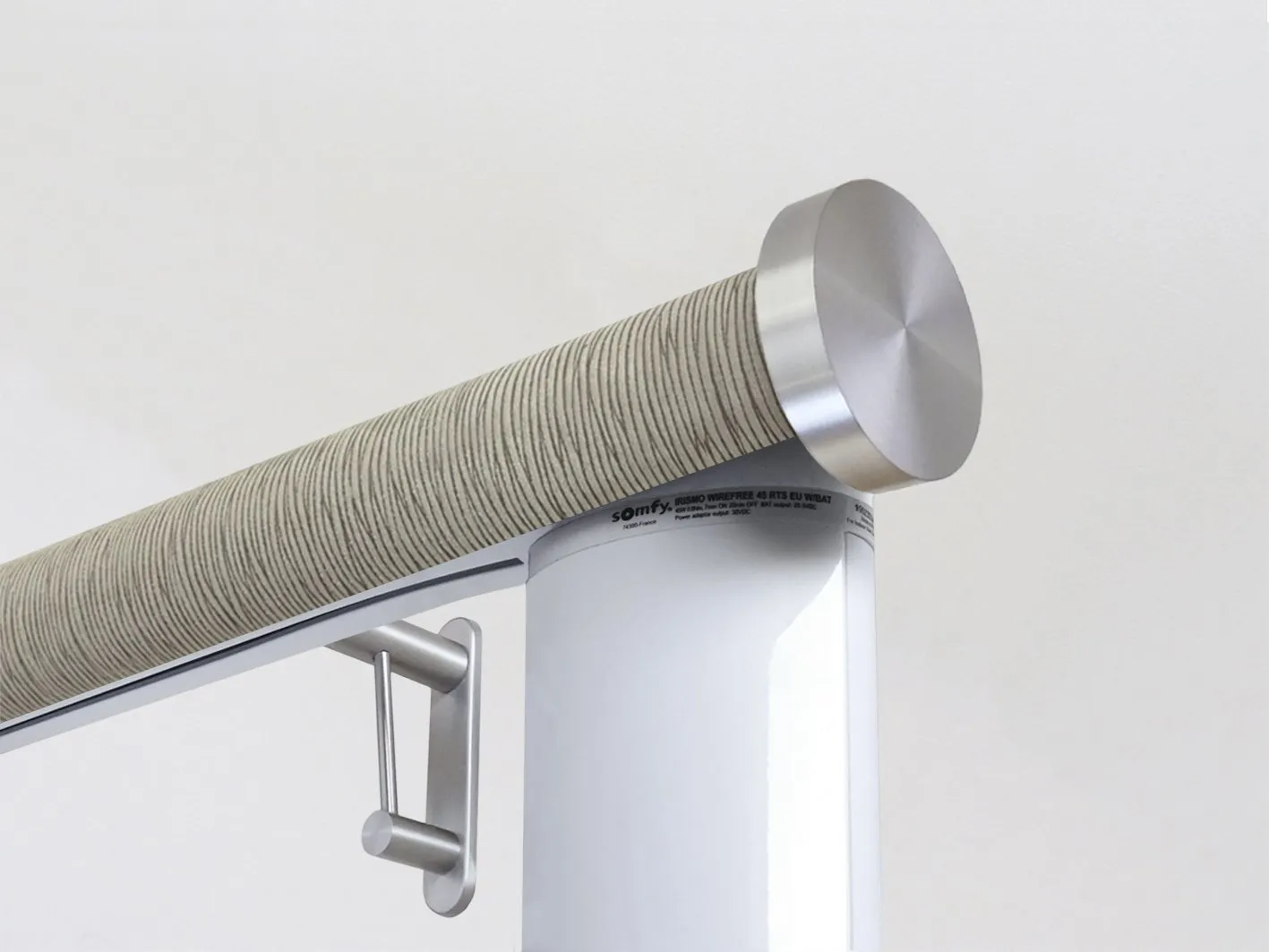 Motorised curtain pole in 50mm dia. shale wrap