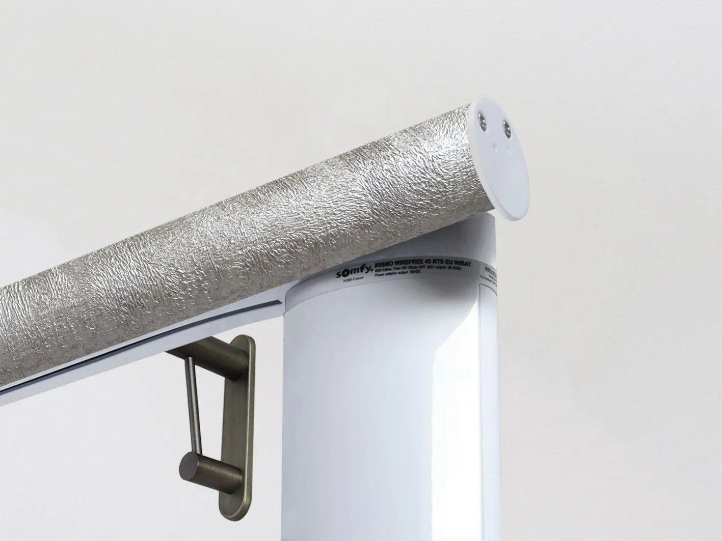 Motorised curtain pole in 50mm dia. warm silver wrap