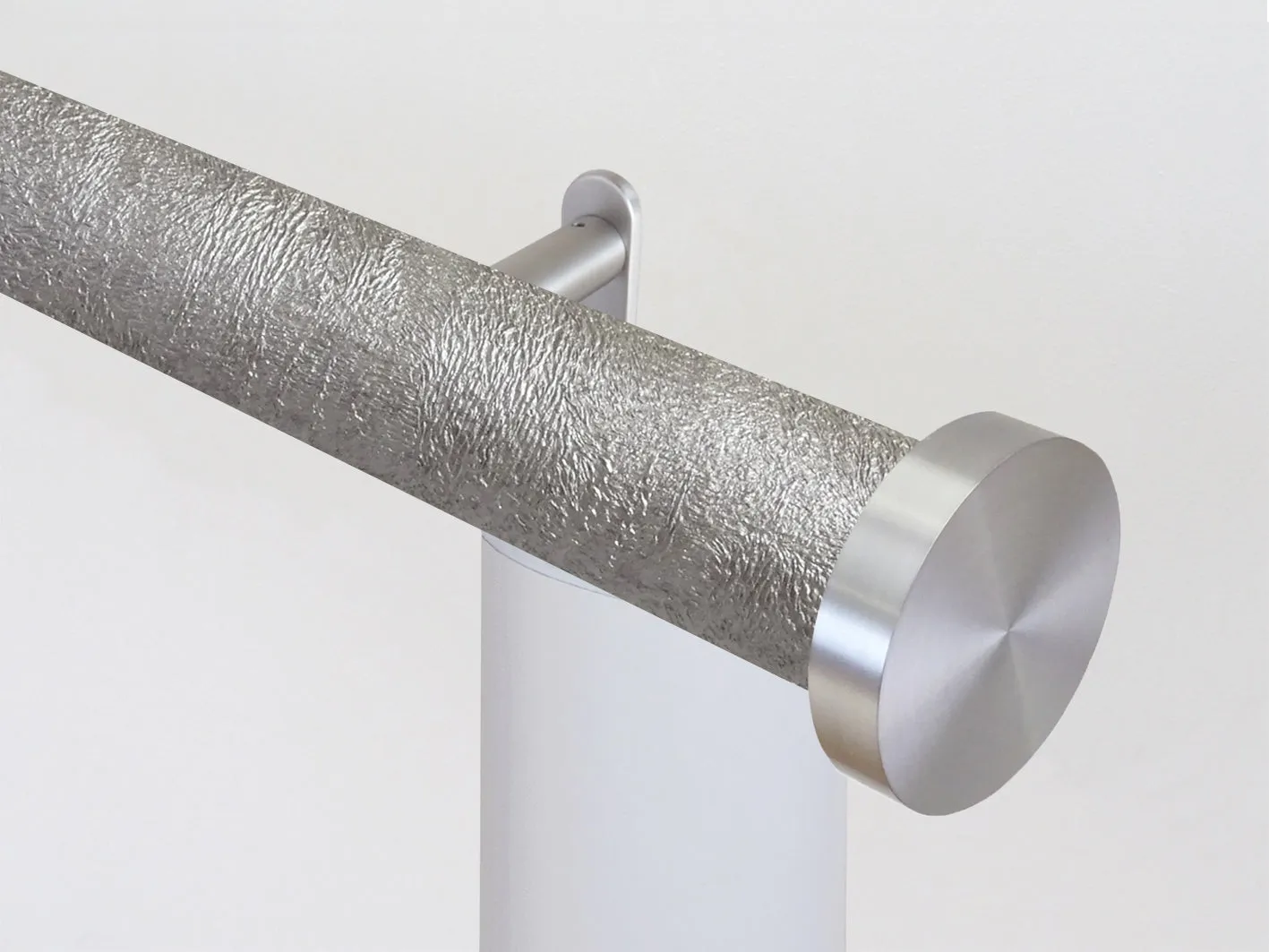Motorised curtain pole in 50mm dia. warm silver wrap