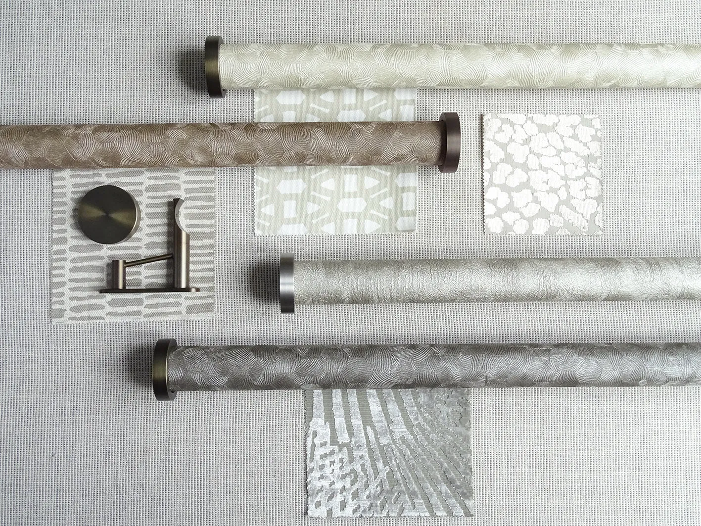 Motorised curtain pole in 50mm dia. warm silver wrap
