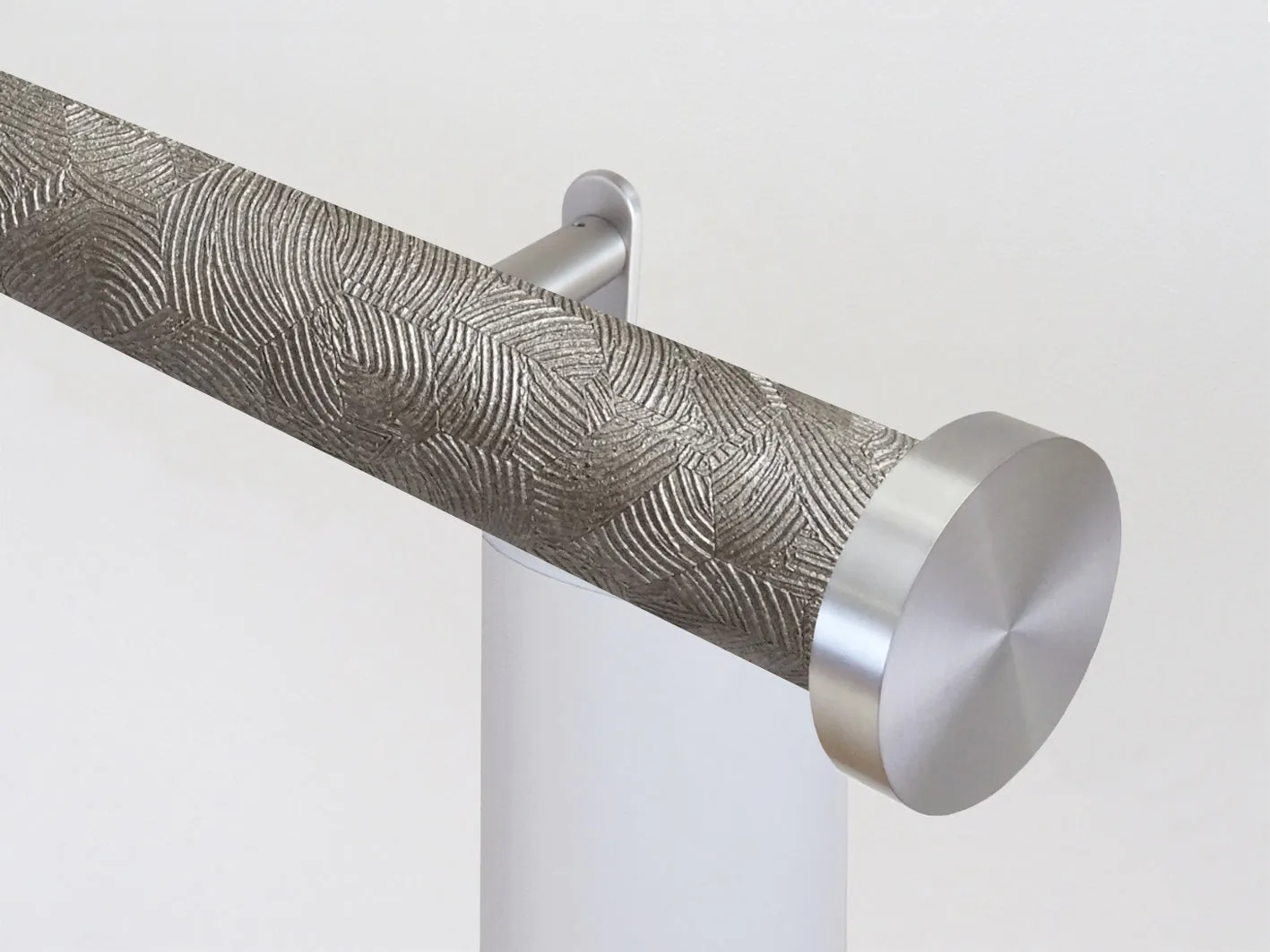 Motorised curtain pole set in 50mm dia. antique gold wrap with mini disc finials