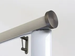 Motorised curtain pole set in 50mm dia. fawn wrap with mini disc finials
